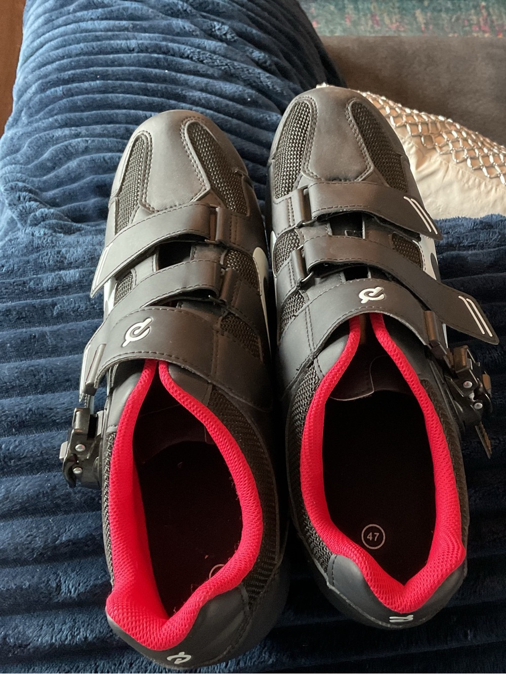 Peloton Men's Black Cycling Shoes with Red Lining